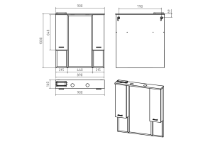 Терра - 90 зеркало-шкаф серый - 3