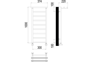 Водяной полотенцесушитель Terminus Контур П9 300х1000 с полкой Хром - 3