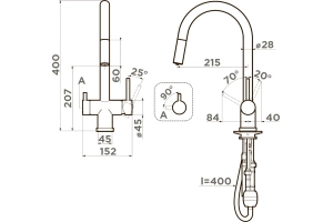 Смеситель для кухни Omoikiri Akita графит (4994359) - 2