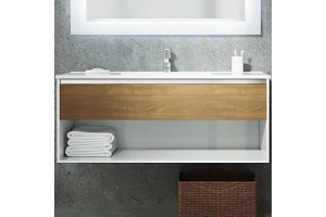 Комплект мебели Sanvit Контур 120 белый глянец - светлое дерево - 2