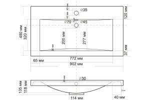 Мебельная раковина Misty Алиса 90 - 3