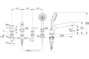 Смеситель Kludi Pure&Style на борт ванны 404250575 - 3
