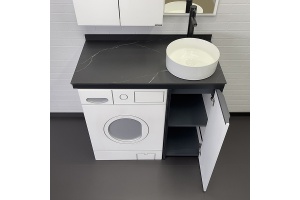 Тумба с раковиной под стиральную машинку Comforty Лозанна 100 белая глянцевая - 2