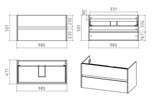 Тумба с раковиной Misty Алиса 100 белая глянцевая - 2
