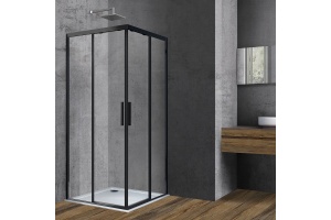 Душевой уголок Vincea Soft 90х90 профиль черный стекло прозрачное