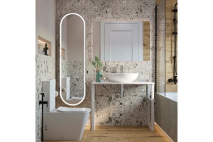 Консоль DIWO Элиста 100 белый мрамор, с раковиной Moduo 55 Leaf - 2