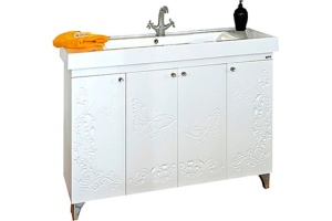 Мебель для ванной Misty Вирджиния Бабочка 105 белая фактурная - 3