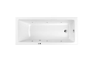 Ванна акриловая WHITECROSS Wave Slim Soft 180x80 с гидромассажем белый - хром