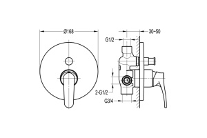 Swedbe Terracotta Смеситель встраиваемый подключение на 2 выхода 2554 - 2