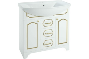 Тумба для комплекта Bellezza Тиффани 75 белая, патина золото
