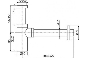Сифон для умывальника DN32 DESIGN цельнометаллический, круглый, белый, A400B (A400B) - 2
