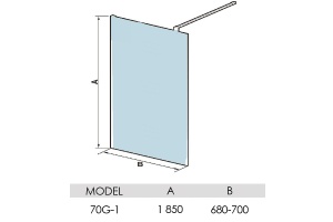 Душевая перегородка WeltWasser WW400 70G-1 70х185 хром (10000006279) - 2