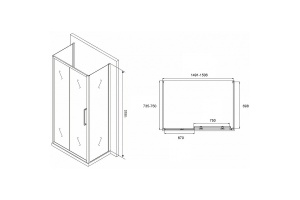 Душевой уголок Abber Schwarzer Diamant 150х75 хром стекло матовое - 2