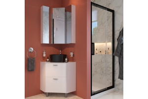 Мебель для ванной STWORKI Лунд 60 белая, с раковиной BOCCHI Vessel черной - 2