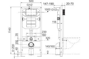 Система инсталляции для унитазов Ceramica Nova Envision с кнопкой Round черной матовой - 3
