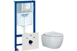 Комплект Унитаз подвесной Ceramica Nova Play + Инсталляция Grohe Rapid SL 38775001 4 в 1 