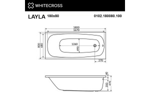 Акриловая ванна Whitecross Layla 180х80 белая бронза с гидромассажем - 3