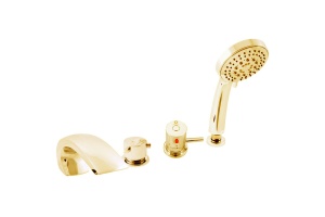 Смеситель на борт ванны термостатический Rav Slezak Dunaj золото