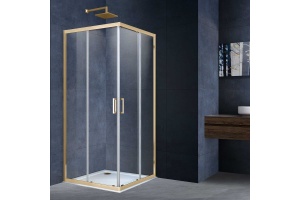 Душевой уголок Vincea Alpha 100х100 профиль брашированное золото стекло прозрачное