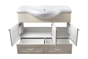 Тумба с раковиной Misty Латте 105 бежевая глянцевая - 2