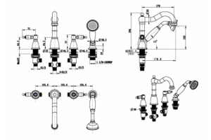 Смеситель на борт ванны Boheme Royal Cristal золото - 3