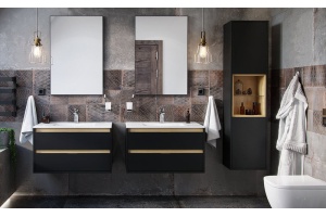 Шкаф-пенал EXCELLENT Tuto 40 черный матовый - светлое дерево - 3