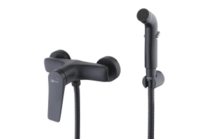 Смеситель Lemark Bronx LM3718BL настенный с гигиеническим душем, черный