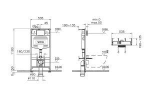 Cистема инсталляции для унитазов Vitra Uno без клавиши смыва - 2