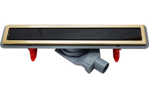 Душевой лоток Pestan Confluo Premium Gold Black Glass Line 300 черное стекло/позолоченная сталь