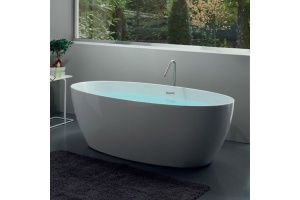 KERASAN Flo Ванна свободностоящая акриловая 170х82х58см в комплекте со сливом Clic-clac, цвет белый