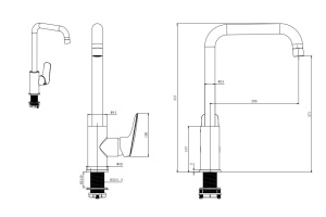 Смеситель для кухни AQUATEK ВЕГА AQ1081MB, квадратный излив, матовый черный - 2