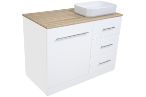 Тумба под стиральную машину Misty Респект 110 правая белая - светлое дерево - 3