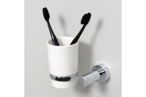 Стакан для зубных щеток WasserKRAFT хром - белый - 2