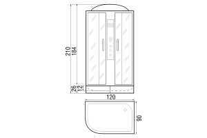 Душевая кабина с поддоном River Dunay 120/90/24 MT R (10000003129) - 3