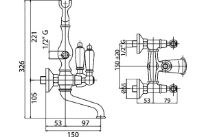 Смеситель Cezares First FIRST-VD-01-Bi для ванны с душем - 2