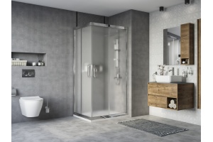 Душевой уголок STWORKI Карлстад DE019RC80100200BLK 100x80 см профиль хром глянец, стекло матовое - 2