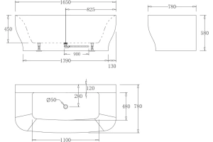 Акриловая ванна BELBAGNO 165х78 белый (BB74-1650-W0) - 3