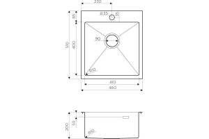 Мойка кухонная Omoikiri Akisame 46-GM вороненая сталь - 2