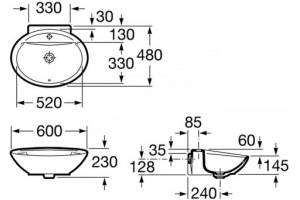 Накладная раковина Roca Fontana 60 см (327877000) - 3