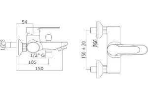 Смеситель Paffoni BLU BLU022CR для ванны с душем - 2