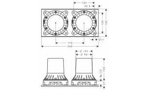 AX Montreux Скрытая часть смесителя для ванны с двумя рукоятками, установка на полу, ½’ - 2