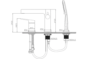 Смеситель на борт ванны BelBagno Delta сатин (DEL-BVD3-IN) - 2