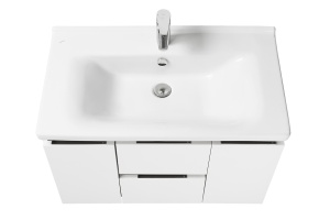 Тумба с раковиной Aquaton Рене 80 белый-темное дерево - 2