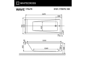 Акриловая ванна Whitecross Wave 170х70 белая хром с гидромассажем - 2