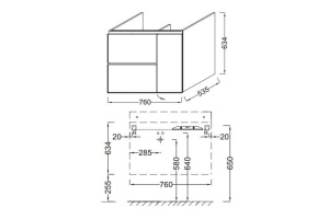 Тумба под раковину Jacob Delafon Soprano 76 см (EB1333-N18) - 3