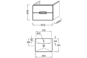 Тумба под раковину Jacob Delafon Reve 57.3 см (EB1134-442) - 3