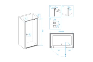 Душевая дверь RGW Passage PA-02B 90х185 профиль черный стекло прозрачное - 3
