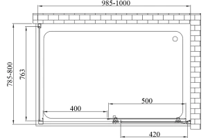 Боковая стенка Vincea Alpha 80х190 хром стекло прозрачное - 3