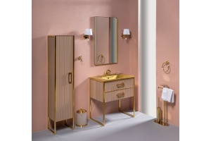 Тумба под раковину моноблок Boheme Armadi Art Monaco 80 бежевый глянец - золото - 3