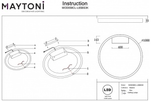 Накладной светильник Maytoni Rim MOD058CL-L65BS3K - 3